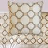 The HomeCentric King/Queen/Twin White, Beige & Grey Decorative CA King 86"x18" Bed Runner with Two Pillow Cover, Embroidered, Bouclet & Lace Bed Scarf on Cotton Fabric - Threaded Geometry view 2