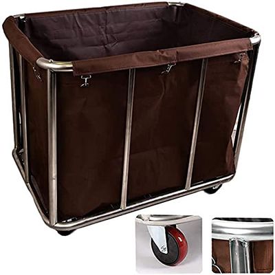 Shelf Movable Trolleys Removable Bags With Laundry Basket Hotel Laundry Sorting Cart With Mute Wheels Linen Cleaning Trolley Service Practical Storage Hamper For Dirty Clothes Towels/Black (Brown)