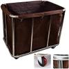 Shelf Movable Trolleys Removable Bags With Laundry Basket Hotel Laundry Sorting Cart With Mute Wheels Linen Cleaning Trolley Service Practical Storage Hamper For Dirty Clothes Towels/Black (Brown) view 1
