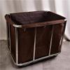 Shelf Movable Trolleys Removable Bags With Laundry Basket Hotel Laundry Sorting Cart With Mute Wheels Linen Cleaning Trolley Service Practical Storage Hamper For Dirty Clothes Towels/Black (Brown) view 2