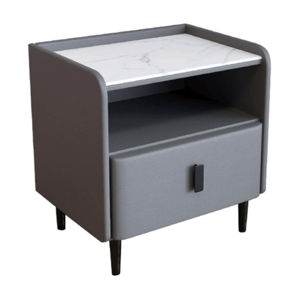 Bedside Table Wooden Nightstand Slate Tabletop End Tables Double-Layer Storage Design Bedside Cabinet Simple and Exquisite Bedside Table Side Table