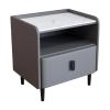 Bedside Table Wooden Nightstand Slate Tabletop End Tables Double-Layer Storage Design Bedside Cabinet Simple and Exquisite Bedside Table Side Table view 1