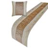 The HomeCentric King/Queen/Twin Beige Designer Queen 74"x18" Bed Runner with Two Pillow Cover, Velvet & Patchwork Bed Scarf on Velvet Fabric - Luxe Velvet Lines view 4