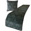 The HomeCentric King/Queen/Twin Gray Decorative Full 68"x18" Bed Runner with Two Pillow Cover, Damask, Victorian & Bead Embroidery Bed Scarf on Suede Fabric - Beatrice view 2