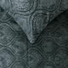The HomeCentric King/Queen/Twin Gray Decorative Full 68"x18" Bed Runner with Two Pillow Cover, Damask, Victorian & Bead Embroidery Bed Scarf on Suede Fabric - Beatrice view 3