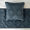 The HomeCentric King/Queen/Twin Gray Decorative Full 68"x18" Bed Runner with Two Pillow Cover, Damask, Victorian & Bead Embroidery Bed Scarf on Suede Fabric - Beatrice view 4