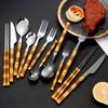 Black Silverware Set for 7 Utensil Sets includ ChopsticksForksSpoonsDinner KnivesTeaspoonsSalad Fork42 Piece view 3