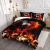 AILONEN Howling Wolf Comforter Set Full Size, 3D Fire Wolf Skull Bedding Set,Cartoon Animals Wolf Print Duvet Set for Boys Girls,3 Pieces, 1 Quilt and 2 Pillowcases view 2