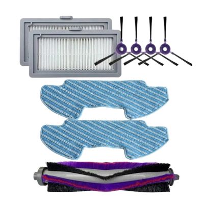 SteFik 1set Main Brush Filters Side Brush Mop Cloth Kit. Compatible for Samsung Powerbot-E VR05R5050WK Robotic Vacuum Cleaner, Spare Parts Accessory