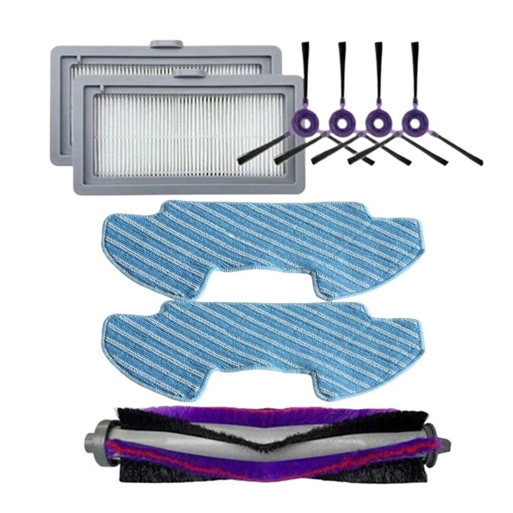 SteFik 1set Main Brush Filters Side Brush Mop Cloth Kit. Compatible for Samsung Powerbot-E VR05R5050WK Robotic Vacuum Cleaner, Spare Parts Accessory