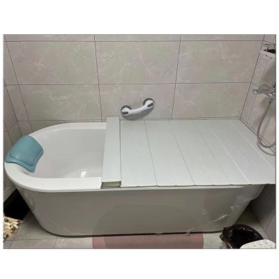 Bathtub Tray Extendable Bath Tray Bathtub Cover, PVC Bathtub Insulation Cover Shutter Bath Lid Bathtub Accessories Anti-dust Folding Dust Board for Home Bathroom Spa Experience Multifunctional (Color
