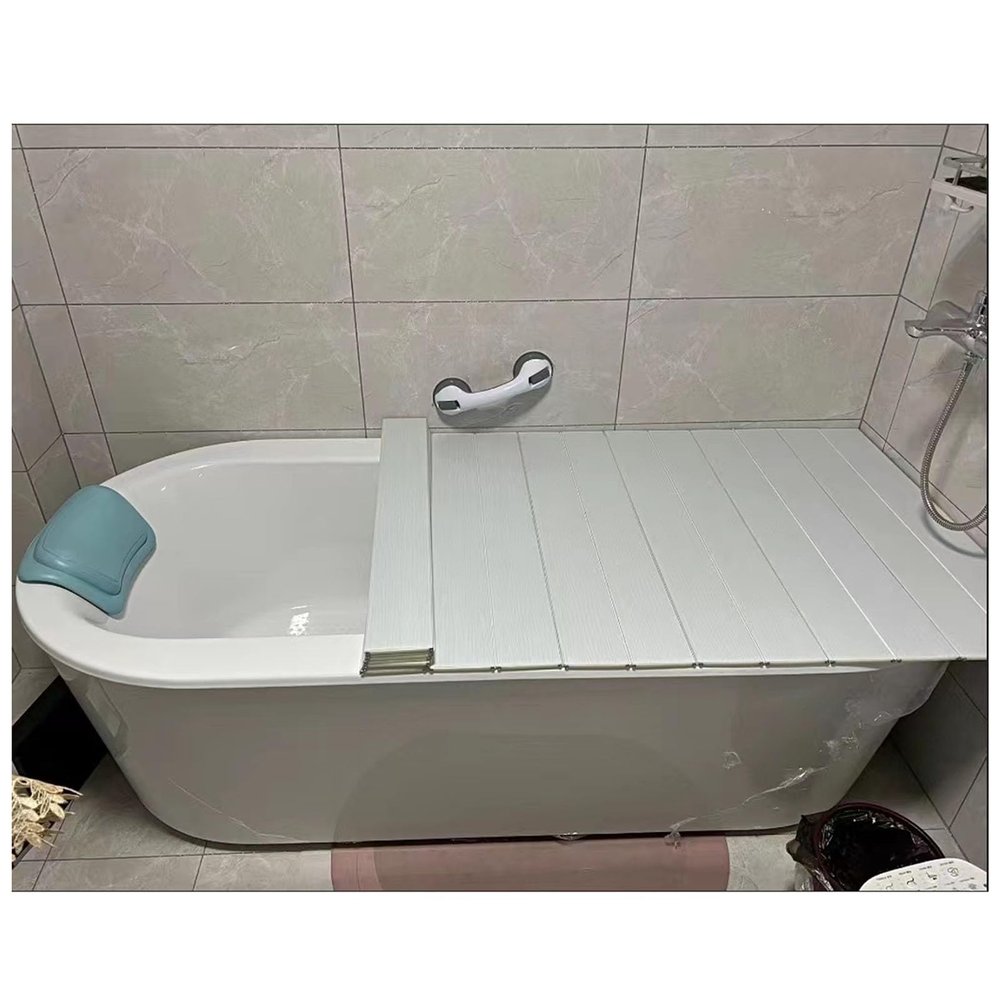 Bathtub Tray Extendable Bath Tray Bathtub Cover, PVC Bathtub Insulation Cover Shutter Bath Lid Bathtub Accessories Anti-dust Folding Dust Board for Home Bathroom Spa Experience Multifunctional (Color