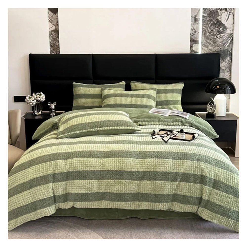 Bed, Winter Bedding Set Luxury Milk Velvet Warm Duvet Cover Set with Sheets Quilt Cover Pillowcases