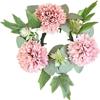 Christmas Candle Ring Greenery Wreath Candle Holder Christmas Candle Wreath Mini Flower Candleholder Wreaths for Xmas Living Room Tabletop Decorations - Pink view 3