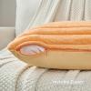 FUTEI Orange Throw Pillow Covers Set of 2, 16x16 Inch Soft Faux Rabbit Fur Striped Texture Cushion Cases, Modern Decorative Couch Pillows for Living Room Bed view 3