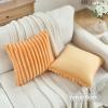 FUTEI Orange Throw Pillow Covers Set of 2, 16x16 Inch Soft Faux Rabbit Fur Striped Texture Cushion Cases, Modern Decorative Couch Pillows for Living Room Bed view 4