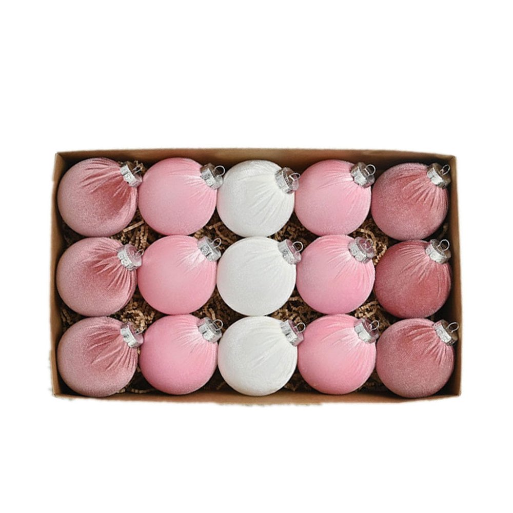 15Pcs Velvet Christmas Ornaments Balls, Velvet Christmas Tree Balls Decorative Xmas Hanging Ornaments Neutral Christmas Decorations for Xmas Tree New Year Winter Holiday Home Decor