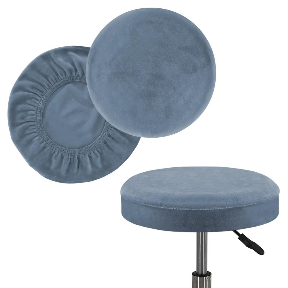 ATLION 2 pcs Bar Stool Covers Round Stool Cushion Covers Barstool Covers Stool Chair Covers for Kitchen Living Room Decor(C,16-18inch)
