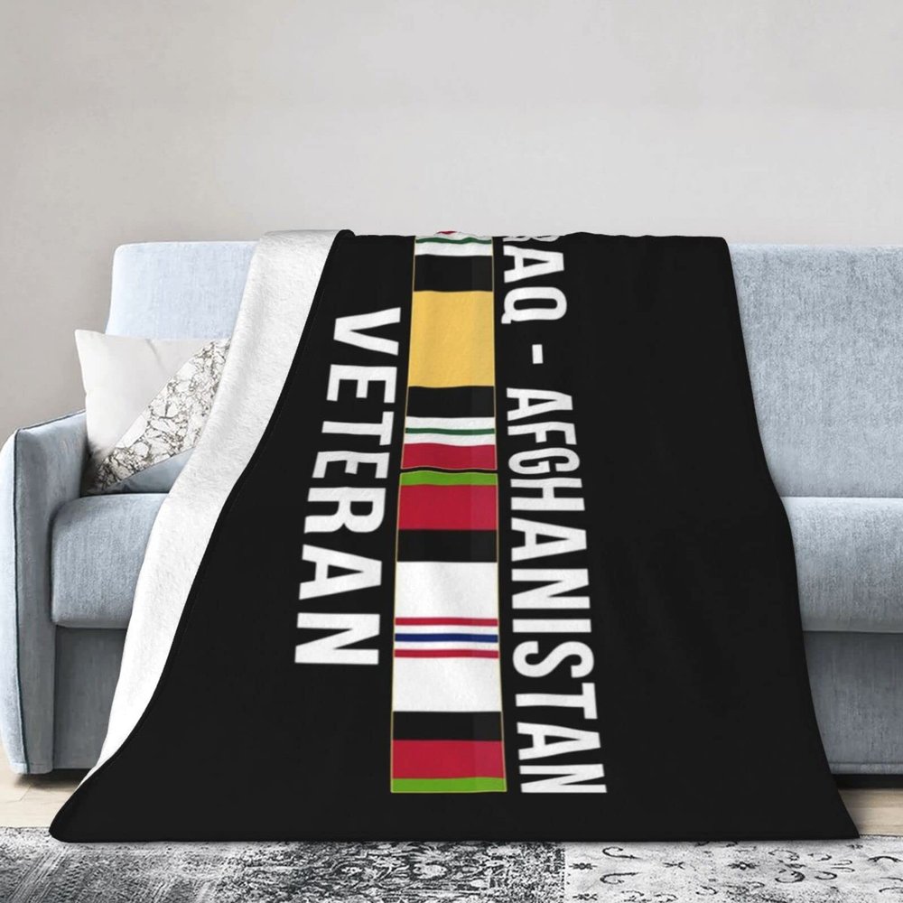 Afghanistan and Iraq Veteran Throw Blanket 50X40in Warm Super Soft Flannel Blankets for Bed Sofa Great Gift2