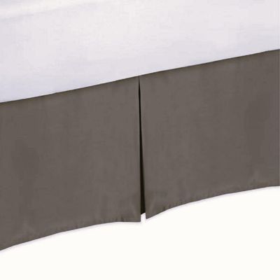 AKBLinenBedding - 3 Sided Tailored Pleated Split Corner Bed Skirt, Solid 650 TC Egyptian Cotton, Drop - 18 inch (Gray, King - 76" W x 80" L)