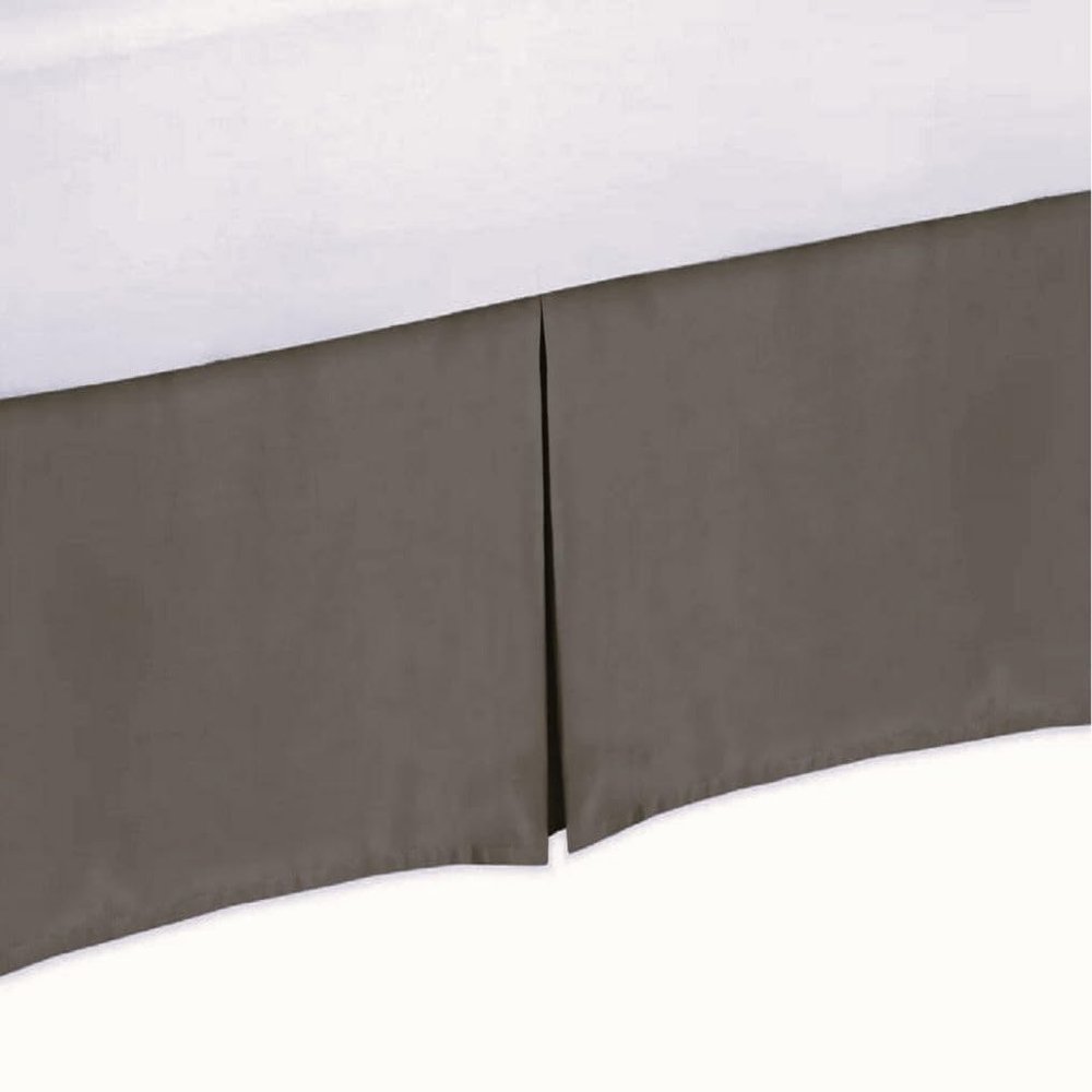 AKBLinenBedding - 3 Sided Tailored Pleated Split Corner Bed Skirt, Solid 650 TC Egyptian Cotton, Drop - 18 inch (Gray, King - 76" W x 80" L)