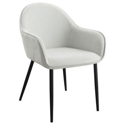 Benjara Emin 23 Inch Dining Armchair, Modern Light Fabric Seat, Set of 2, Gray and Black