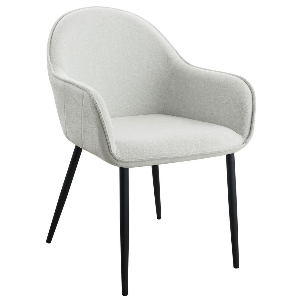 Benjara Emin 23 Inch Dining Armchair, Modern Light Fabric Seat, Set of 2, Gray and Black