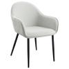 Benjara Emin 23 Inch Dining Armchair, Modern Light Fabric Seat, Set of 2, Gray and Black view 1