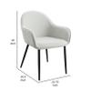Benjara Emin 23 Inch Dining Armchair, Modern Light Fabric Seat, Set of 2, Gray and Black view 3