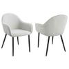 Benjara Emin 23 Inch Dining Armchair, Modern Light Fabric Seat, Set of 2, Gray and Black view 4
