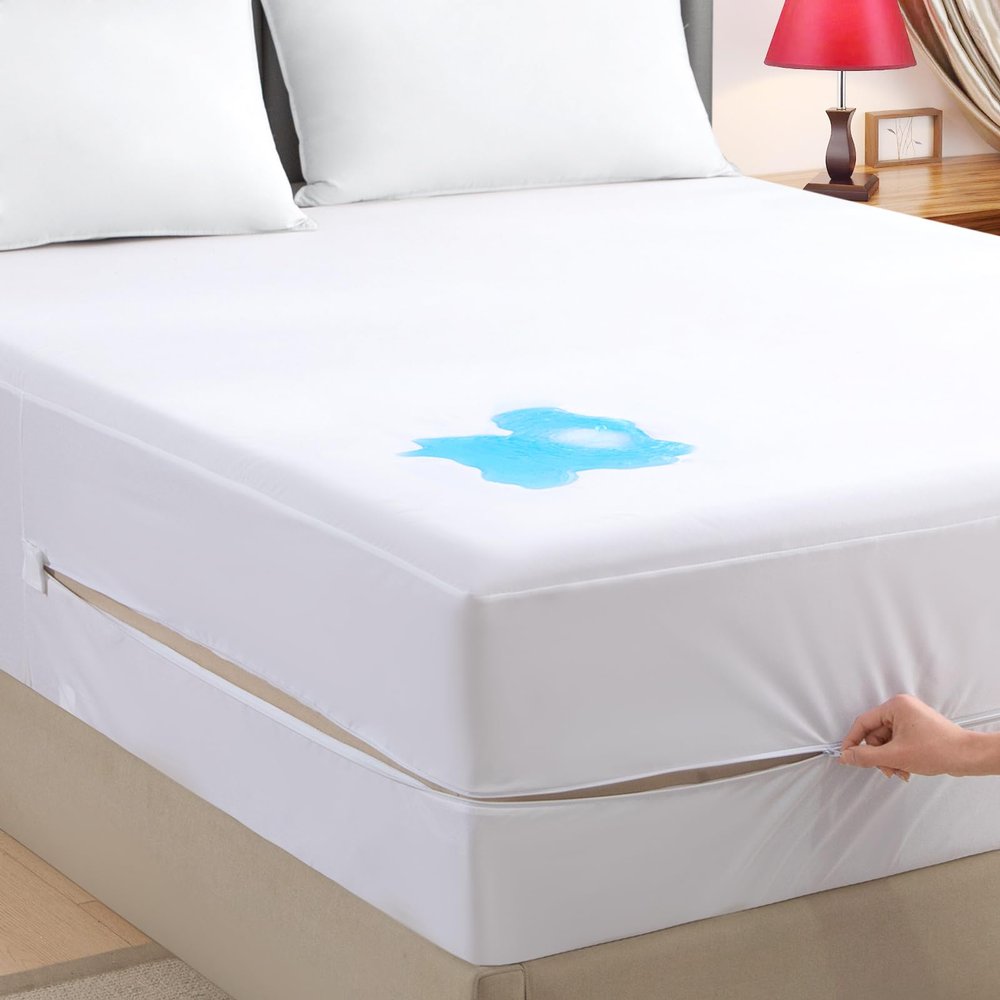 King Zippered Mattress Encasement, Waterproof Zipper Mattress Protector, Breathable, Noiseless, Machine-Washable Zip Mattress CoverFitting 7" - 15" Deep Mattress