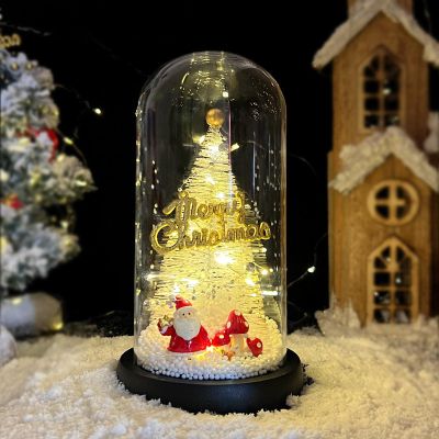 LOSTIS Glass Cover Christmas Tree Ornament Glowing Christmas Tree Decorative Lights