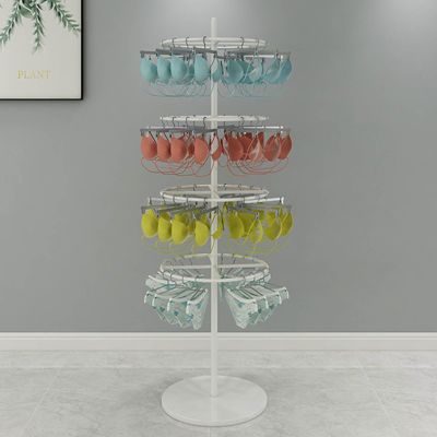 Metal Round Rotating Underwear Rack, 3/4 Layer Clothing Store Bra Shorts Socks Display Rack Floor-Standing Nakajima Rack Keyring Hats Toys Show Rack Jewelry Holder, Used in Boutique/mall Exhibition