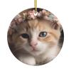 Christmas Tree Ceramic Hanging Christmas Ornaments Round Hanging for Christmas Tree Sweet Animals Cute cat Ceramic Ornament Porcelain Pendants for Xmas Creative Decoration Hanging view 1