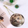 Christmas Tree Ceramic Hanging Christmas Ornaments Round Hanging for Christmas Tree Sweet Animals Cute cat Ceramic Ornament Porcelain Pendants for Xmas Creative Decoration Hanging view 3