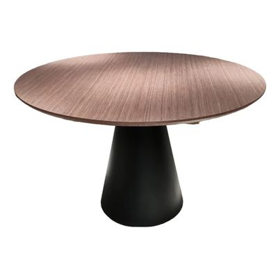 Benjara BM307585 49 in. NASA Walnut Wood Surface Black Pedestal Base Modern Dining Table