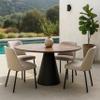 Benjara BM307585 49 in. NASA Walnut Wood Surface Black Pedestal Base Modern Dining Table view 2