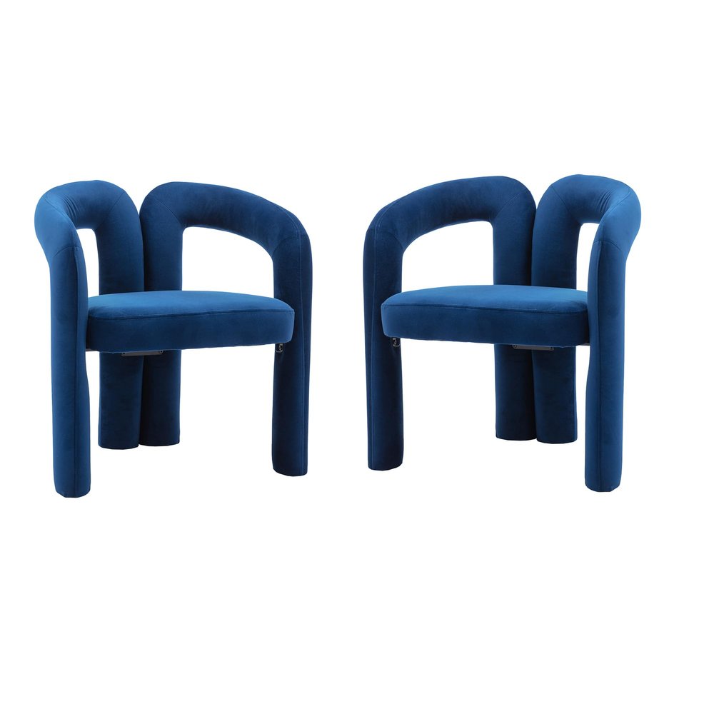Velvet Upholstered Accent Barrel Side Chair with Rounded Back, Plush Foam Fill, and Solid Plywood Frame for Dining and Living Spaces, 250 lb Capacity Elegant and Comfortable Seating Option (Navy)