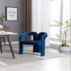 Velvet Upholstered Accent Barrel Side Chair with Rounded Back, Plush Foam Fill, and Solid Plywood Frame for Dining and Living Spaces, 250 lb Capacity  Elegant and Comfortable Seating Option (Navy) view 4