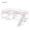 Full and Twin Size L-Shaped Bunk Bed with Slide and Short Ladder,White view 2