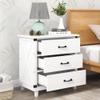Modern Bedroom Nightstand with 3 Drawers Storage, White view 1