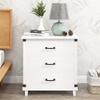Modern Bedroom Nightstand with 3 Drawers Storage, White view 4
