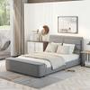Full Size Upholstery Platform Bed with Storage Headboard and Footboard,Support Legs,Grey view 3