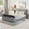 Full Size Upholstery Platform Bed with Storage Headboard and Footboard,Support Legs,Grey view 4