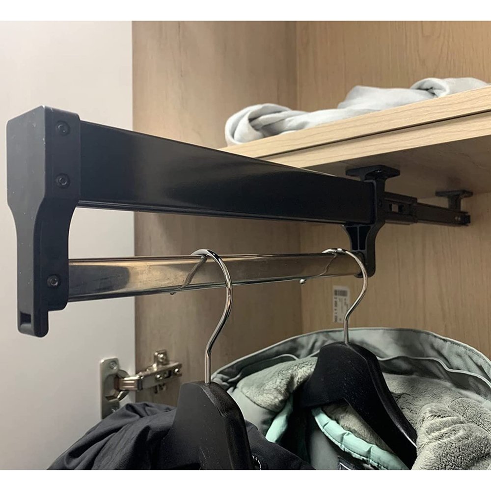 Adjustable Clothing Organizer Holder - Extendable Pull Out Closet Rod, Pull Out Clothes Hanger Rail, Steel Sliding Pants Hanger Rod, Closet Organizer Rack, Space-saving,Load-bearing Up To 25Kg ( Size