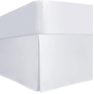 AKBLinenBedding - 3 Sided Tailored Pleated Split Corner Bed Skirt, Solid 650 TC Egyptian Cotton, Drop - 18 inch (White, King - 76" W x 80" L)