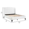 Benjara Mabe King Size Bed, Wingback Curved Headboard, White Fabric Upholstery view 3