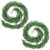 2PCS Christmas Norfolk Pine Garland, 9 ft Artificial Green Garland Holiday Decoration Outdoor Indoor for Stairs Railing Fireplace view 1