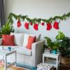 2PCS Christmas Norfolk Pine Garland, 9 ft Artificial Green Garland Holiday Decoration Outdoor Indoor for Stairs Railing Fireplace view 4
