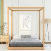 Queen Size Canopy Platform Bed with Support Legs,Natural view 4